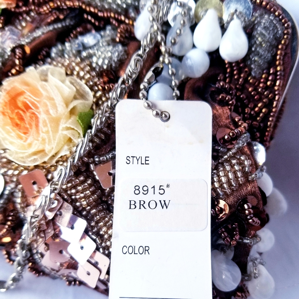 RARE Floral Beaded Evening Statement Purse - Picture 15 of 15